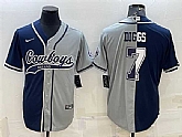 Men's Dallas Cowboys #7 Trevon Diggs Navy Gray Split With Patch Cool Base Stitched Baseball Jersey,baseball caps,new era cap wholesale,wholesale hats
